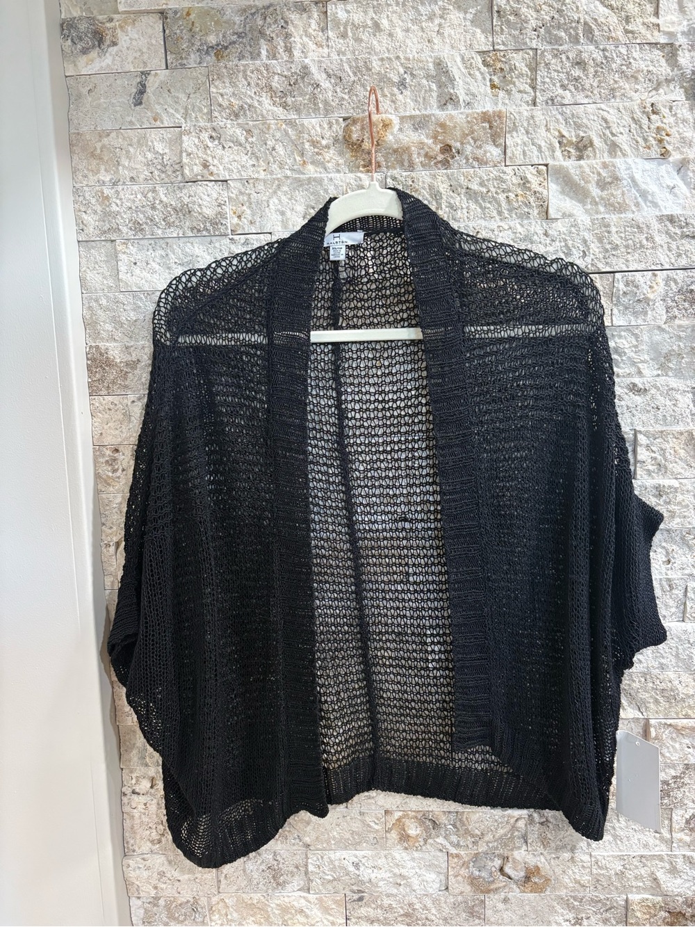 Black Open-Knit Lightweight Cardigan size XS - Picture 3 of 5